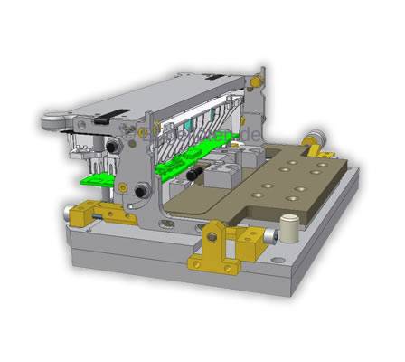 Bauteilaufnahme mit Montagevorrichtung zur Lötung einer LCD Anschluss-Flex auf einer Leiterplatte