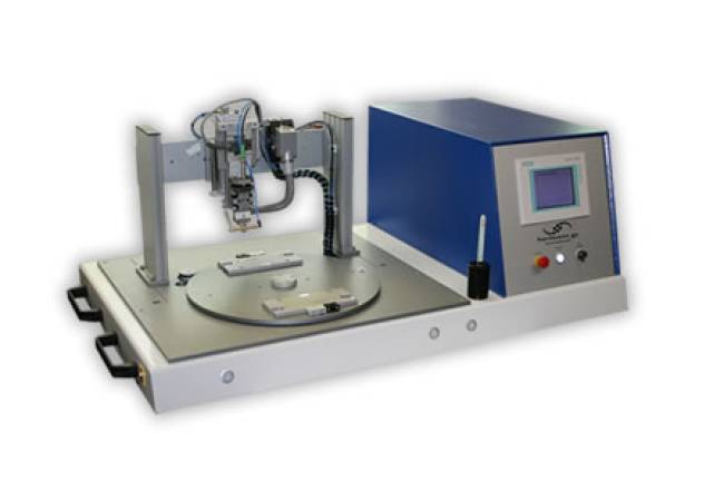 Bügellötsystem mit Drehteller in Desktop-Ausführung.